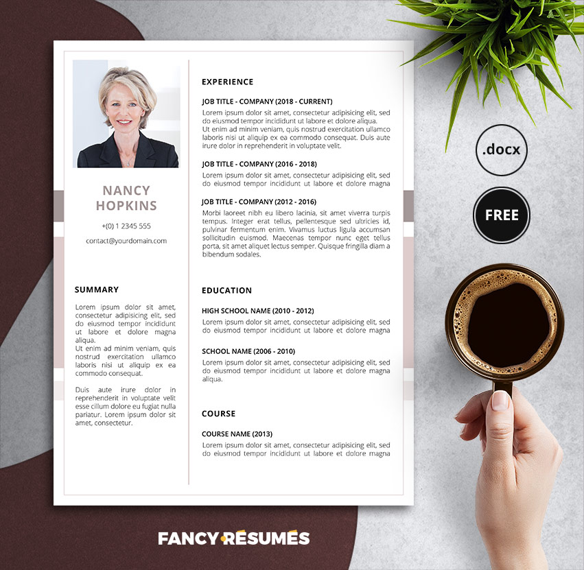 Nancy A Modern Resume Template with a Photograph Fancy Resumes